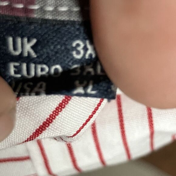 Barbour Shirt‎ Mens XL Red White Stripe Dress Tartan Collared Button Down - Picture 7 of 9